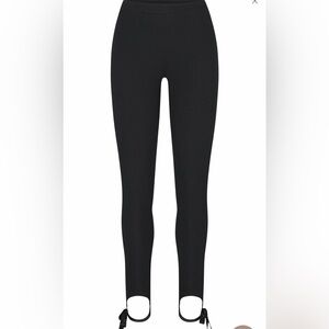 Skims Black Stirrup Leggings with Bow Detail